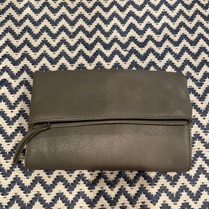 Lucky Brand Steel Gray Leather Clutch